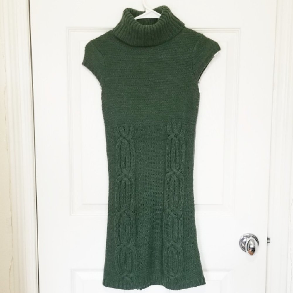 Forest Green Sleeveless Turtleneck Sweater Dress Size Small